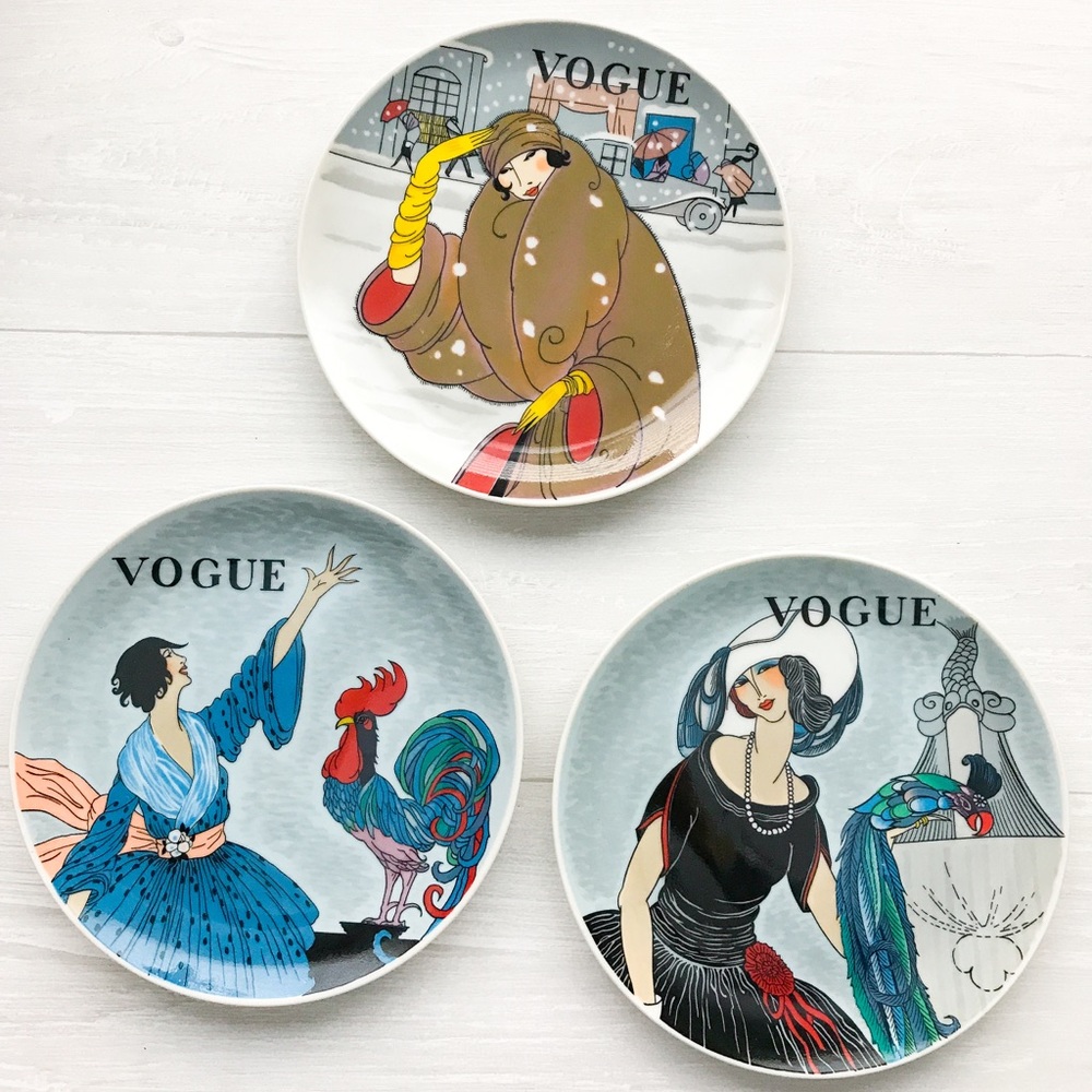 VOGUE Vintage Bone China 7.5” Plates By SEYMOUR MANN Art Deco 1900’s (Set of 3)